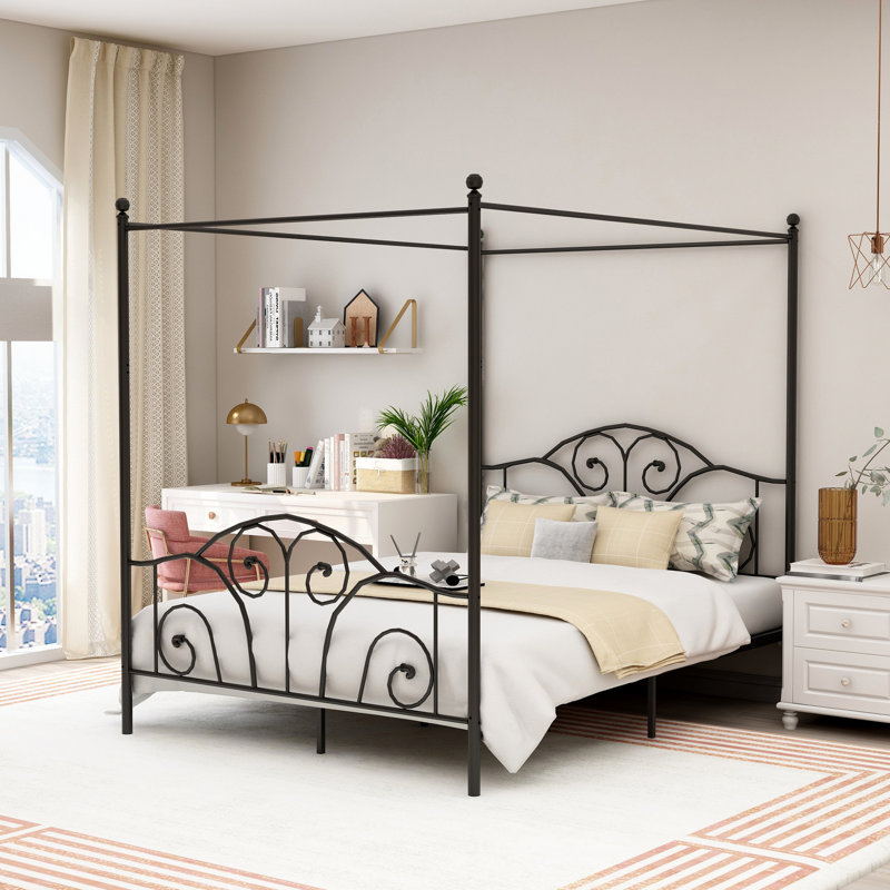 Alberts Metal Canopy Bed Andover Mills Color Black Size Full Double